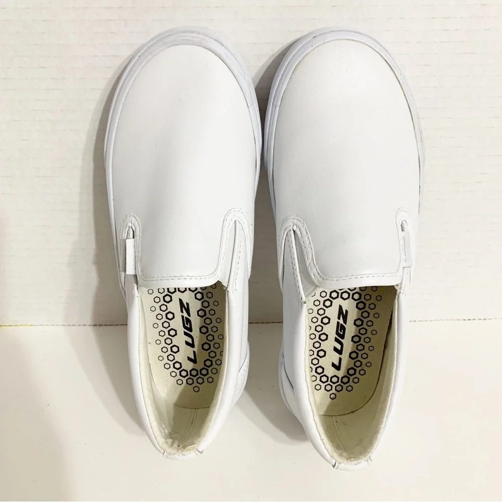 Lugz Clipper LX White Slip On Synthetic Leather Sneakers with Elastic Gore 🤍